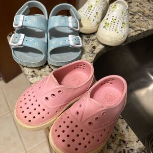 Lot of toddler girl rubber shoes